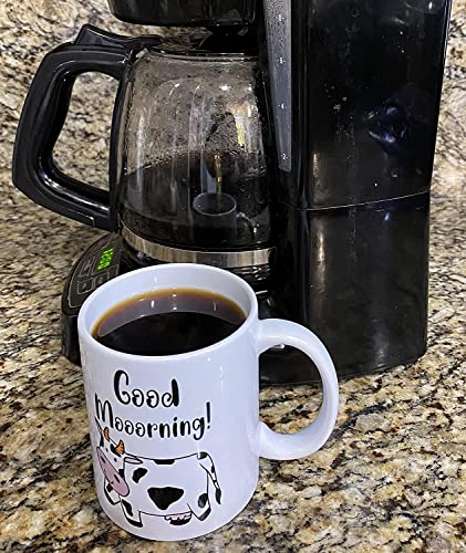 Cow Mug Cute Coffee Mugs Funny Good Mooorning Ceramic Udderly Cows Cup Cow Lover Coffee Mug | 15 oz
