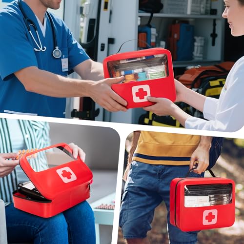 Marscamd Waterproof Empty First Aid Bag with a Detachable Panel | Small Medical Bag with Molle System, Red (Bag Only) - color: Red