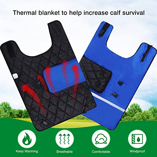 Calf Blankets Jacket for Calves - Keep Calves Warm, Soft Calf Cow Goat Dog Warm Clothes Comfortable Freezing Resistance Cold Proof Oxford Cloth Waterproof - color: Blue