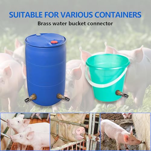 Pig Waterer Nipple 5 PCS Automatic Pig Nipple Drinkers with 5 Pcs Brass Water Tank Connector 1Pcs Hole Opener Pig Waterer Feeder Systems Kit for Hog Pig Goats Swine Piglets Drinking