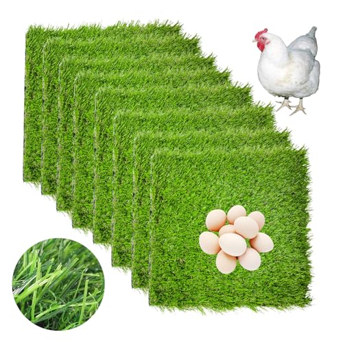 Hamiledyi Chicken Nesting Box Pads 8 Pcs Artificial Grass Rug Carpet Synthetic Turf Mat Nest Box Bedding for Chicken Coop Pet Garden Lawn Indoor Outdoor 12"x12" - size: 8 Pcs Green