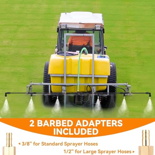 6-Nozzle Poly Boom Wand with 3/8" 1/2" Brass Fitting, 7.5 Ft. ATV sprayer Boom, Wide-Coverage Agricultural & Lawn Spray Attachment for Tractors/UTVs (Fiberglass Wand) - color: Fiberglass Wand