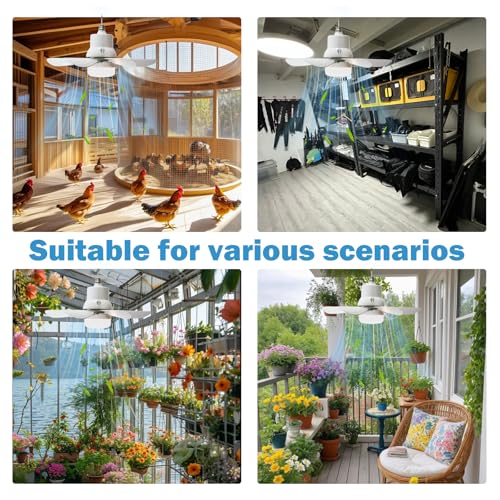 17.3in Solar Ceiling Fan Light,Small Solar Powered Rechargeable Ceiling Fan, 3 Color Light＆Remote Control, Built in 10000mah Battery for Outside Gazebo Canopy Tent, Chicken Coop,Camping
