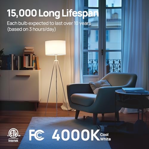 Linkind A19 LED Light Bulbs, 60W Equivalent Dimmable Light Bulbs, 4000K Cool White, 9W 840 Lumens LED Bulbs, E26 Standard Base 120V, Lighting for Bedroom Living Room Home Office, 6 Packs - color: 4000k Cool White-60w 6pcs