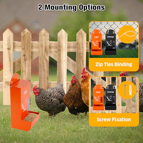 Chicken Grit Oyster Shell Feeder Poultry Hanging Gravity 2 Pack - color: Red&Green