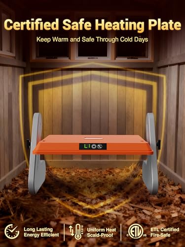 Ficuswin Brooder Heater for 20 Chicks, Chicken Heating Brooder Plate with 3 Adjustable Temp Settings, Safe Coop Heater for Poultry Cage Warmer, 16"x10" Energy Efficient Radiant Heat Pad(ETL Compliant)