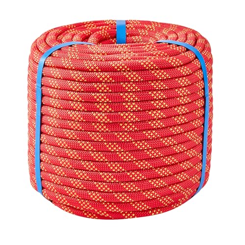 1/2 Inch 50ft Double Braided Polyester Arborist Rope, Heavy Duty Nylon Rope for Anchor, Tree Work, Cargo, Pulling, Sailing(Red) - size: 1/2in x 50ft, style: Red