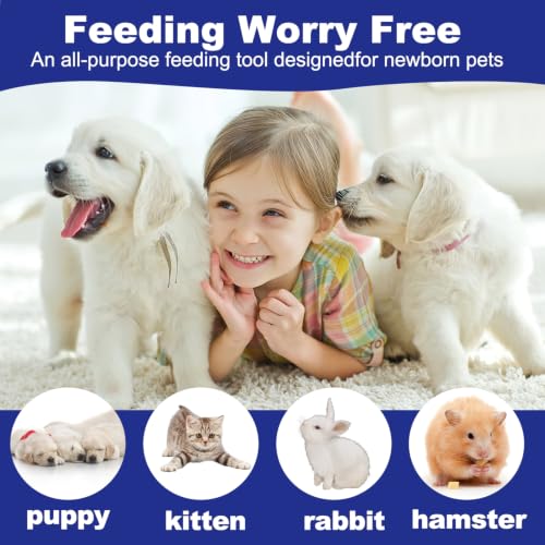 Kitten Nursing Bottle Puppy Bottles and Nipple in Cat Bottle Feeding Kit Nipple Kittens Syringe for Newborn Kittens,Puppies,Squirrel,Small Animals (Blue) - color: Blue