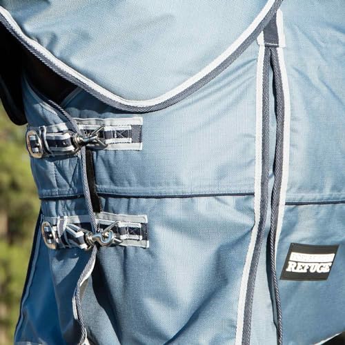 Jeffers Poplar Head Refuge 1200 Denier Turnout Blanket, Hamilton Blue, 72" – Waterproof & Breathable Horse Blanket, 240g Insulation, Adjustable Fit for Comfort & Safe Use, Durable Design - size: 72 in