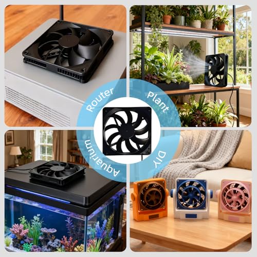 2 Pack 140mm×25mm DIY Variable Speed Cooling Fan with 110V-240V AC Plug Power Adapter - Quiet 20-35dB Fans for Biltong Box Reptile Aquarium DVR PlayStation Xbox Cabinet Ventilation