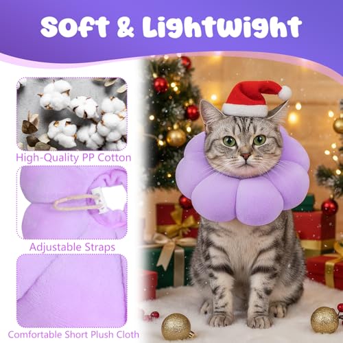 Cat Cone Collar Comfy Flower Style Elizabeth Collar Soft Waterproof Cat Recovery Collars Stop Licking Scratching After Surgery Cute Adjustable Lightweight Kitten Collars for Cats Kittens Small Dogs