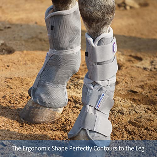 Harrison Howard Horse Leg Guard Stomp Reduction Hook and Loop Closures Rubbing Prevention - color: Silver Grey, size: Arab Medium (Pack of 4)