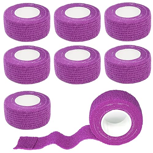 8 Pack 1 in x 5 Yards Cohesive Wrap Self Adhesive Bandage Wrap Elastic Self Adherent Bandage Self Stick Vet Tape for Athletic, Wrist, Ankle, Knees, Pets (Dark Purple) - color: Dark Purple, size: 1 Inch