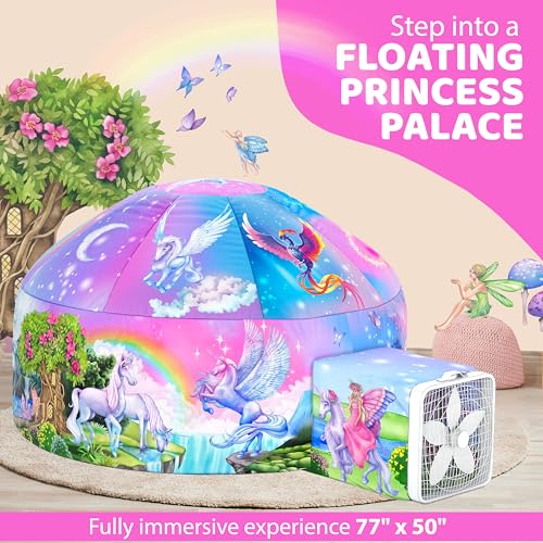 W&O Enchanted Princess Inflatable Fort with LED Lights - Fan Not Included | Enchanted Princess Aerodome with LED Lights, Inflates in Seconds, Easy Entry/Exit and Castle Play. Great Gift, Ages 3-12 - color: Enchanted Aerodome