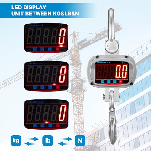 Hyindoor 3000kg 6600lb Crane Scale, 3T Digital Crane Scale with Remote Control, Temperature and Humidity Measuring Hanging Scale, Industrial Heavy Duty Electronic Scales Hoist Scales - size: 3000kg/6600lb