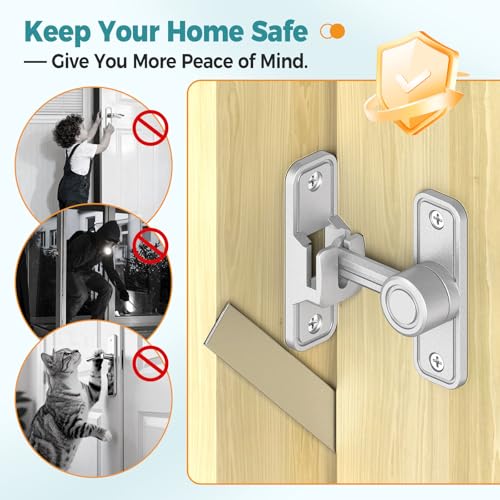Barn Door Lock 2.4" 90/180 Flip Gate Latch, Sliver 2-Pack | Heavy Duty Zinc Alloy Sliding & Swing Door Latch for Barn, Gate, Fence, Shed - color: Silver-2 Pcs
