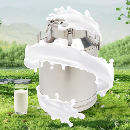 Stainless Steel Milk Can, 50 Liter Seamless Milk Jug Wine Pail Bucket 13.2 Gallon Anti-Leak Liquid Storage Container Milk Pail with Sealed Lid Heavy Duty for Milk and Wine (50L) - size: 50L