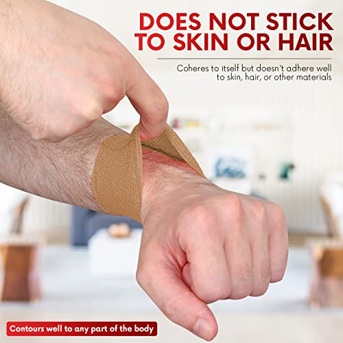 HEALQU Self Adhesive Bandage Wrap – 12 Rolls 3" x5Yd Cohesive Tape for Athletic & Sports -Self Adherent Medical Tape, Flexible, Waterproof Elastic Bandages for Wrist & Ankle Vet Wrap for Dogs - size: 3" Box of 12