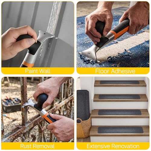 Onemake 2-1/2" Heavy-Duty Premium Ergonomic Carbide Scraper Tool, Removal on Dry Glaze, Stains, Putty, Scratches, Rust, Paint, Glue, Varnish, Resin, Carbide Scraper with Blade