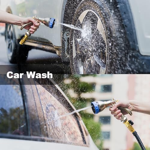 HOSUN Heavy Duty Garden Hose Nozzle, 100% Metal Adjustable Water Sprayer | 7 Spray Patterns, Rear Trigger with Lock, Durable Sturdy, High Pressure, Lawn Watering, Car Wash, Pet Cleaning