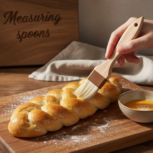 Molain 2 Pack Natural Boar Bristle Pastry Basting Brush, 1.5 Inch | Non-Shedding, Heat Resistant, Cooking Brush for Butter Egg Wash Oil Sauce Baking, with Wooden Handle