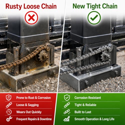 Tandefio #41 20 ft Roller Chain with 2 Links for Driven Slide Gate Operator and More, Interchangeable for Chain Driven Slide gate Opener Conveyor System, Corrosion Resistant
