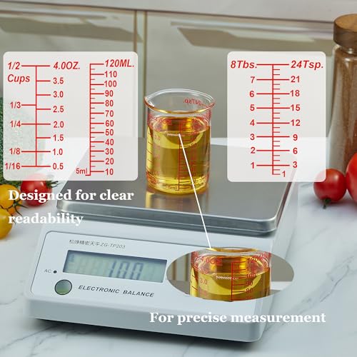 Ackers BORO3.3 4 oz/120 ml Glass Measuring Cup with V-Shaped Spout, 1 Count | 3.3 borosilicate glass with a wide opening and five printed measurement units for small-batch cooking, baking and drink prep - size: 120 ML (4 Oz)-SINGLE