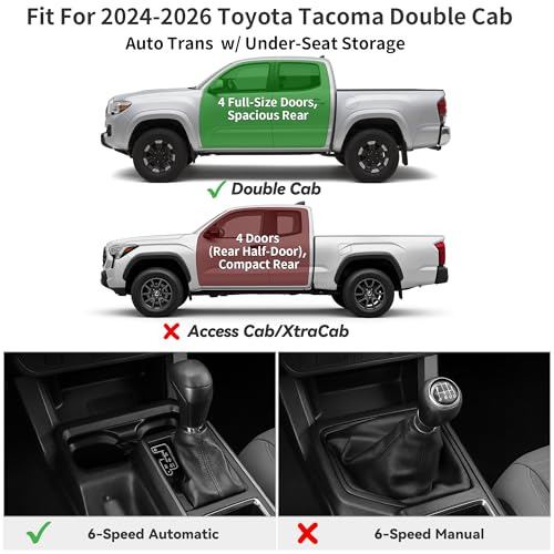 YITAMOTOR Floor Mats for Toyota Tacoma 2024 2025 2026 Double Cab Automatic | (Not fit Hybrid)TRD/SR/SR5/Limited All Weather Toyota Tacoma Floor Liners TPE Rubber Mats TRD Accessories Tapetes Duros Sport