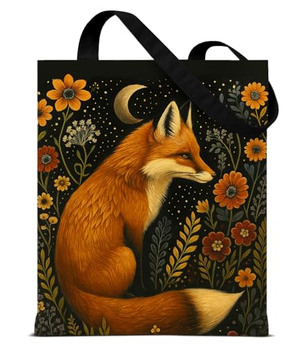 Vintage Botanical Animal Canvas Tote Bag for Women, Aesthetic Floral Animal Reusable Shoulder Bag for Shopping - color: 23