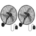Tehanld 2PC Industrial Wall Fan 20 Inch - 3400 CFM High Velocity Airflow, Heavy Duty Metal Wall Mounted Fan with 80° Oscillation & Adjustable Tilt, 3-Speed Commercial Fan for Workshop & Patio - size: 20 INCH - 2PC