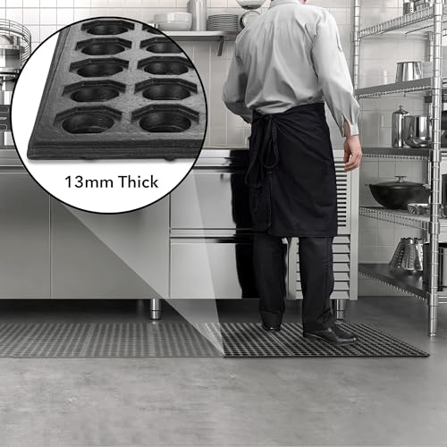 GRIDMANN Rubber Interlocking Floor Mat, 36" x 36" Non-Slip Anti-Fatigue Drainage Mat for Restaurants, Commercial Kitchens, Bar Floors, Black - size: 36"L x 36"W x 0.5"Th