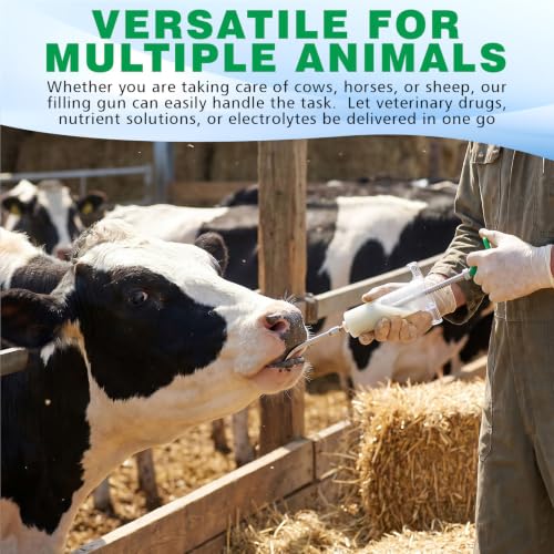 Threlaco 30ml 2 Pcs Drench Gun for Goats, Sheep & Cattle, Green | Reusable Small Goat Drench Syringe, Adjustable Veterinary Medicine Feeding Syringe, Continuous Dosing for Livestock, Horse - color: Green, size: 30ml