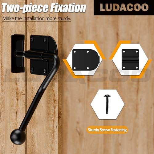 Rocker Slide Bolt Gate Latch, Heavy Duty Door Lock Hook Style, Slide Bolt Latch for Outdoor Wooden， Barn Gate–Ergonomic Round Handle Grip, Rust-Resistant Metal Gate Hardware, 1 Pack