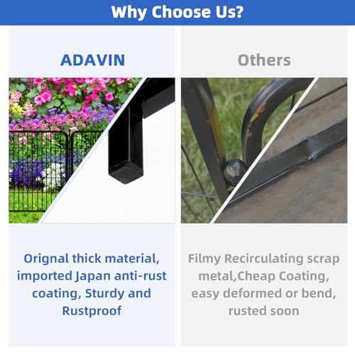 ADAVIN 24 in(H) Garden Fence with Gate, 4 Panels Total 9.8 Ft(L), Heavy Duty Iron Metal Animal Barrier Fence, Camping Fence, No Dig Garden Border Fencing for Yard - size: 4panels-24in(H)×9.8ft(L)