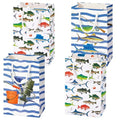 WERNNSAI 16 PCS Gone Fishing Party Goodie Bags | Gone Fishing Birthday Supplies, Fishing Candy Gift Bags with Handle for Boys Little Fisherman, Paper Treat Favor Bag - color: Blue and White