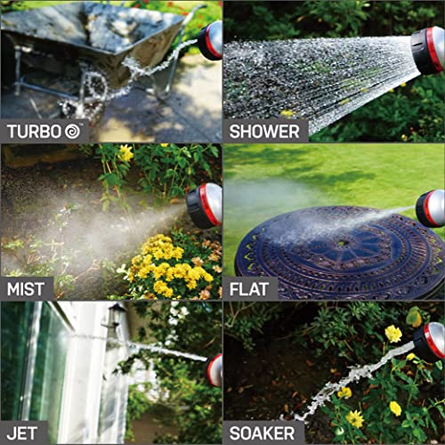 Eden 94824 Heavy Duty Metal Thumb-Control Garden Hose Spray Nozzle 6-Pattern High Pressure Sprayer W/Quick Connector for Hose Watering Garden&Lawn, Showering Pets& Outdoor Fun, Car Washing - style: Straight Thumb Control