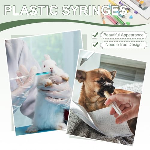 Feeding Syringes with Cap, Plastic Syringes for Liquid Pet Feeding Measuring Tool No Needle 10ml, (Pink, 4 Pcs), Intended for Dog / Cat / Rabbits / Small Animal / Scientific Lab - color: Pink