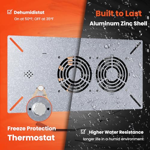 Abestorm 220 CFM Crawlspace Ventilation Fan with Humidistat | Smart Digital Panel,Temperature Controller, Moisture Reducing, for Crawl Spaces Garage Attic Hydroponics Grow Tents, IP55 - color: Black