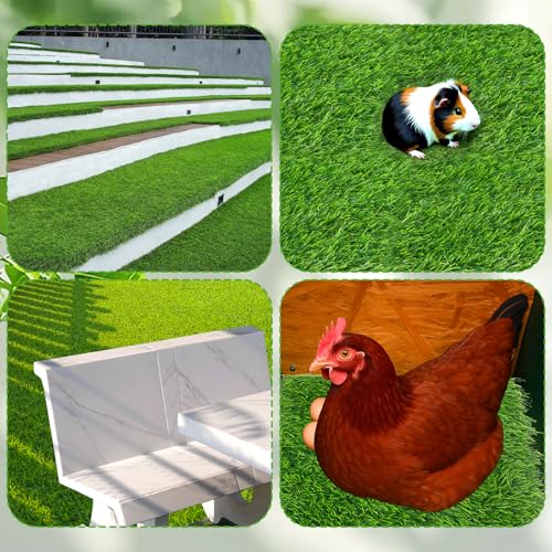 12Pack Chicken Nesting Pads, 12'x12' Nesting Box Pads Artificial Grass Washable Chicken Coop Bedding Laying Rug Fake Turf Mats Grass Carpet Garden Lawn for Hen & Small Pets (12PCS)