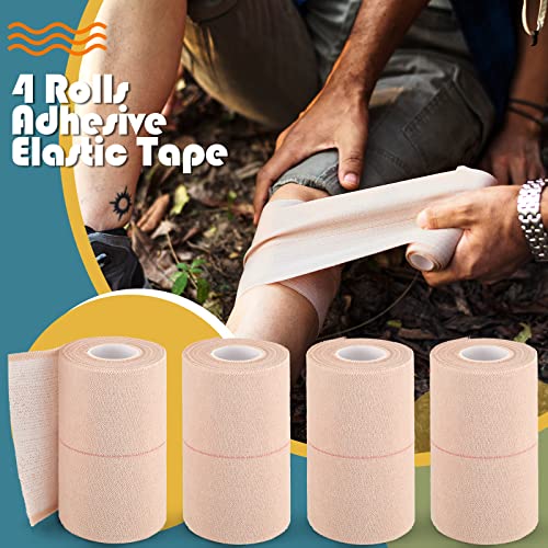 BBTO 4 Rolls Elastic Adhesive Tape Bandage, 5 Yard, 3 Inch | Elastic Tape Self Adhesive Bandage Wrap, Flexible Stretch Bandages for Sports Ankle, Knee and Wrist Sprains Animal Pets - size: 3 Inch in Width