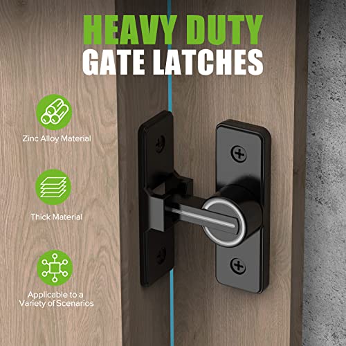 Barn Door Lock Hardware, 90 Degree Heavy Duty Gate Latches Flip Latch Safety Door Bolt Latch Lock, Barn Sliding Door Latch Lock Suitable for Garden, Bathroom, Outdoor, Garage, Window - color: Black (Luminous)