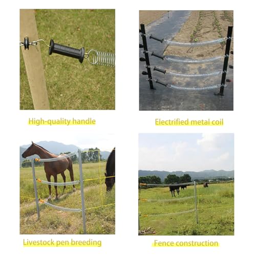 Electric Fence Gate Kit with Spring-Loaded Handles & Tension Spring, 2-Way Anchors and Insulators for Farm Fencing (2 Set)