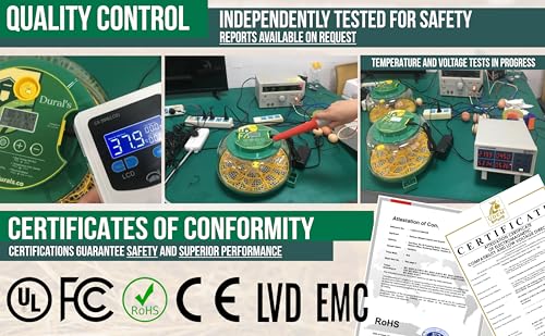 Dural's DX5® | Professional 18 Egg Incubator with Automatic Turning & Humidity Control | FCC Certified Egg Incubator | for Chicken, Quail, Duck Eggs | Precise Temperature | Easy to Clean (18 Eggs)