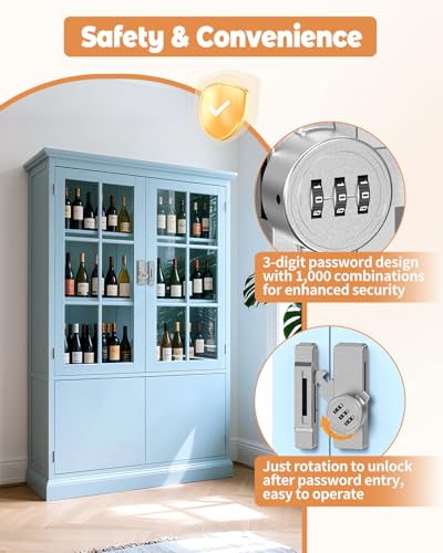 90/180 Degree Keyless Barn Door Lock Latch,Silver | 3 Digit Combination Security Latch, Zinc Alloy Mechanical Password Lock for Closet, File Cabinet, Sliding Door, Bedroom - color: Silver