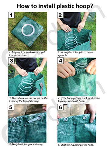 Gardzen 3 Pack 32 Gallon Garden Waste Bags Reusable Heavy Duty | Gardening Bags for Lawn and Yard Cleanup, Reusable Leaf Waste Bags for Leaves, Grass Clippings and Outdoor Debris - size: 1 Count (Pack of 3)
