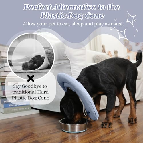 IDOMIK Dog Recovery Collar, Waterproof Soft Dog Cone After Surgery | Comfy Protective Elizabethan Collar Alternative for Dogs Cats, Adjustable Pet Neck Donut Cone Anti-Licking Wounds,Blue,S - color: Blue, size: S
