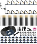 80FT 5/16" Misting Irrigation System for Garden with 30 Adjustable Nozzles | 360° Bendable Copper Nozzles, Quick Connect, Steady Flow, UV-Resistant PE Tubing & Accessories, Garden Beds& Greenhouse - size: 80 FT+30 Nozzles