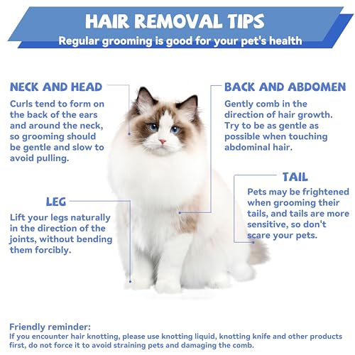 8.5 Inch Dual Tooth Pet Comb for Mats and Tangles，Professional Grooming Comb Removing Excess Hair for Long-Haired Cats and Dog Kit,Prevent Undercoat, Excess Hair,Mats and Tangles,Pet Essential - color: Gold