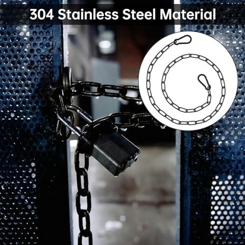 39 inch Gate Chain Lock with Both-Ended Carabiners,Chain Dia 3 mm,Black | 304 Stainless steel, for outdoor fence gates,pet cages, easy to lock/unlock, extra security, for gate that wouldn’t stay shut - size: 39" x 1/8"