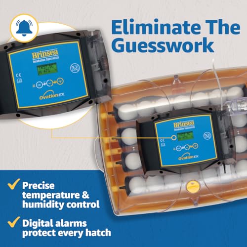 Brinsea Ovation 28 EX Egg Incubator, Humidity Control & Educational Book | 50+ years of trusted precision! Built-in automatic humidity, auto-turn & temp alarms take the stress out of hatching 28 eggs - style: With Book